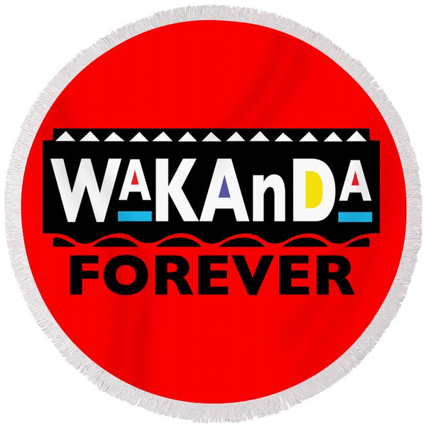 Martin_wakanda Forever_black - Round Beach Towel